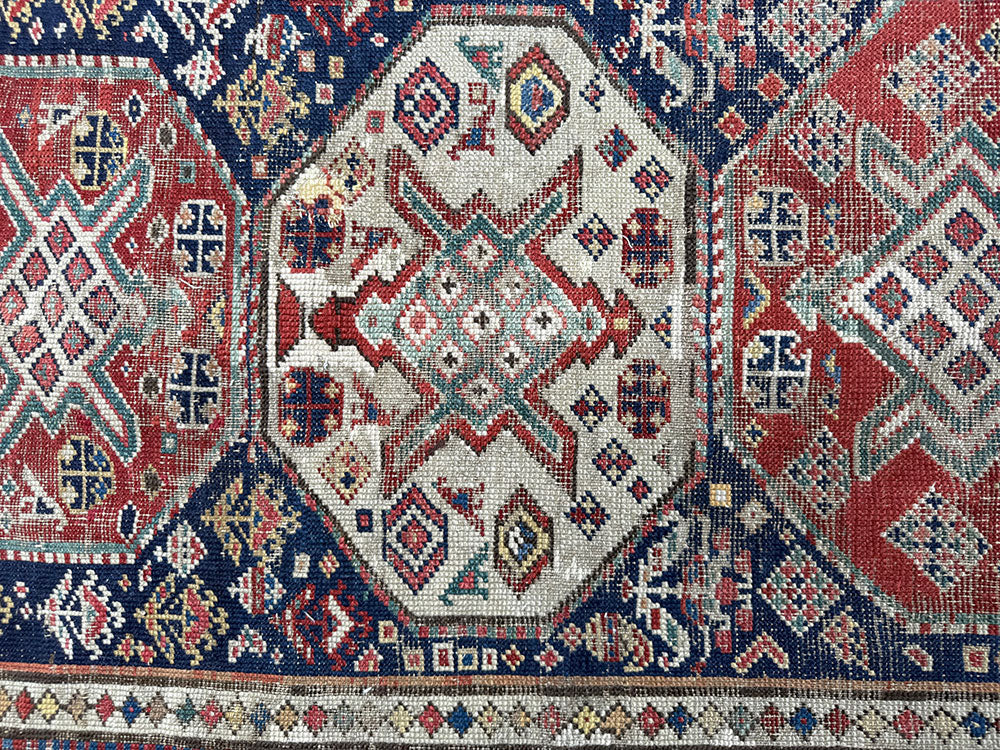 A Must See Late 19th Century Tribal Caucasian Kazak Runner Rug