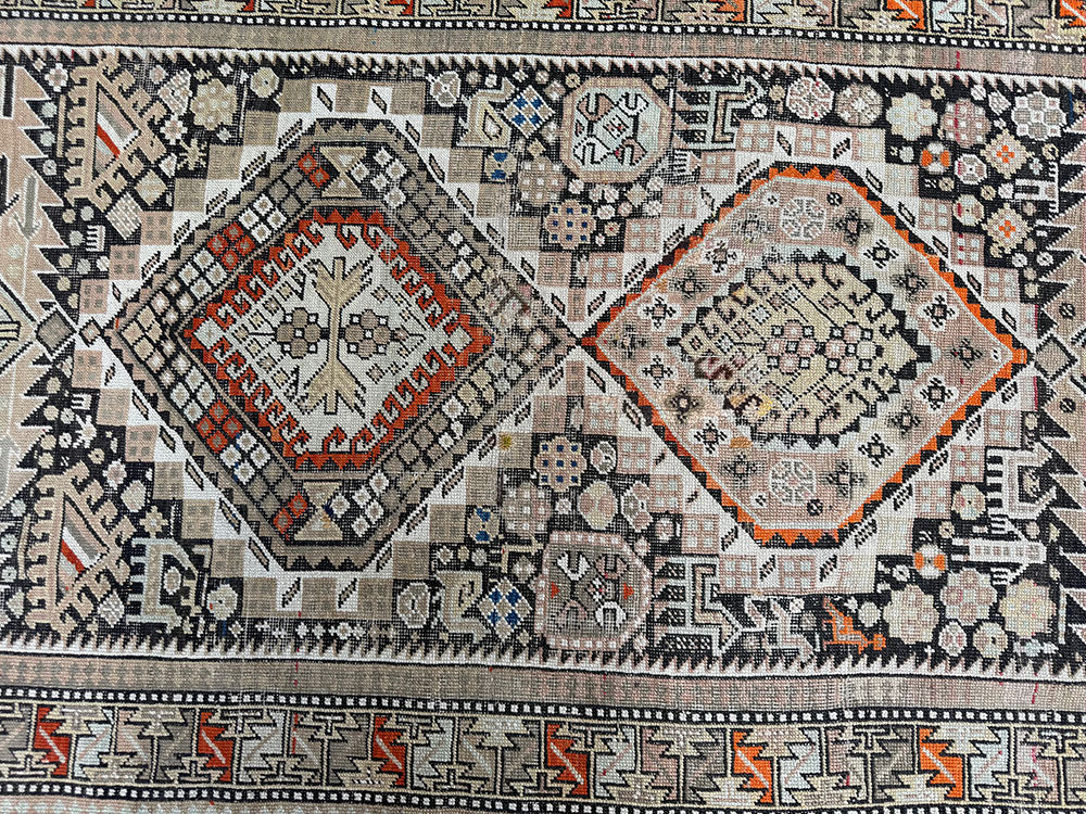 Antique Decorative Pale geometric Caucasian Area Rug Circa 1910