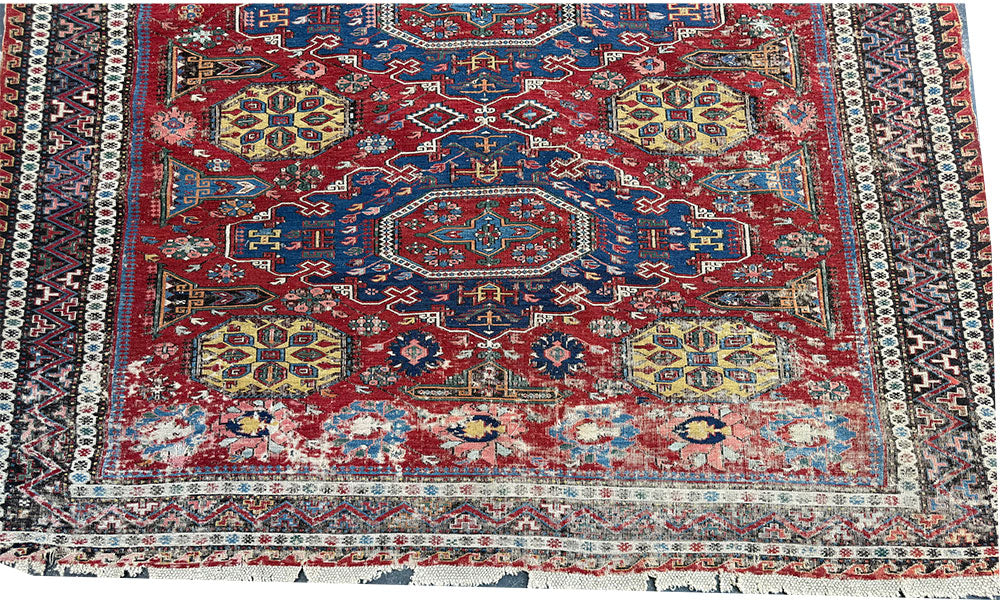 Share Antique 19th Century Worn Out Caucasian Kuba Soumak Area Rug
