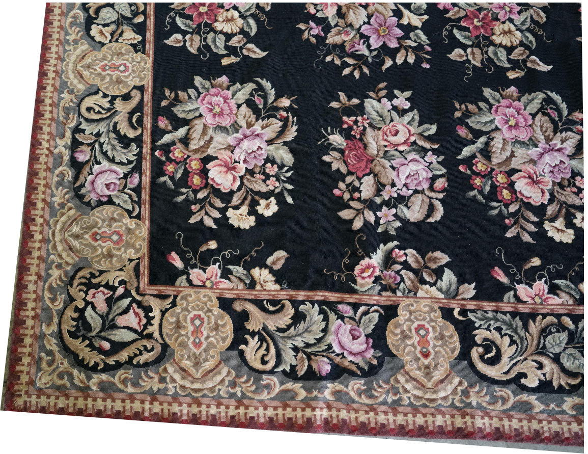 A Vintage 10' x 14' Flat Weave Needlepoint Rug