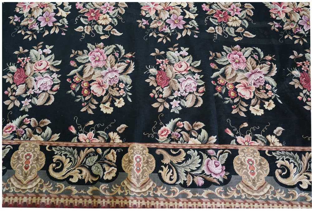 A Vintage 10' x 14' Flat Weave Needlepoint Rug