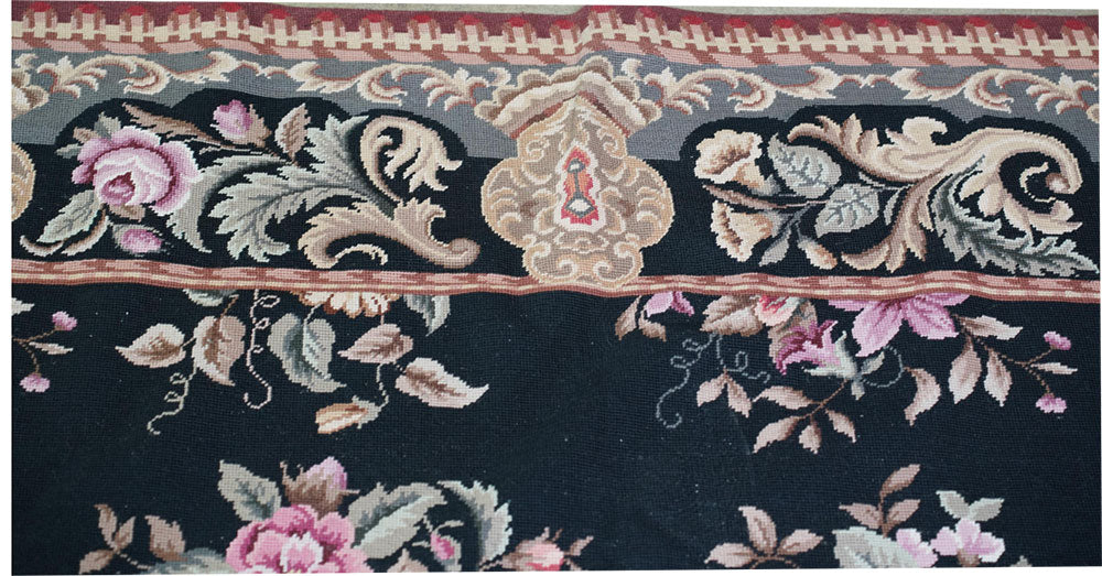 A Vintage 10' x 14' Flat Weave Needlepoint Rug