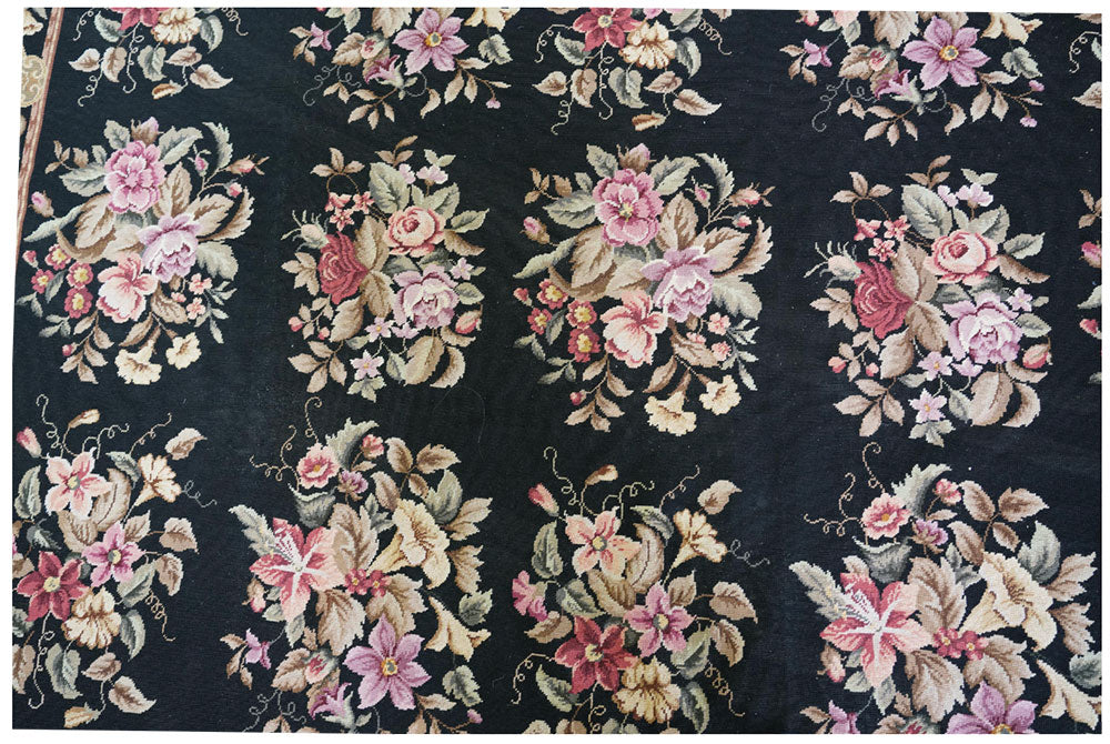 A Vintage 10' x 14' Flat Weave Needlepoint Rug