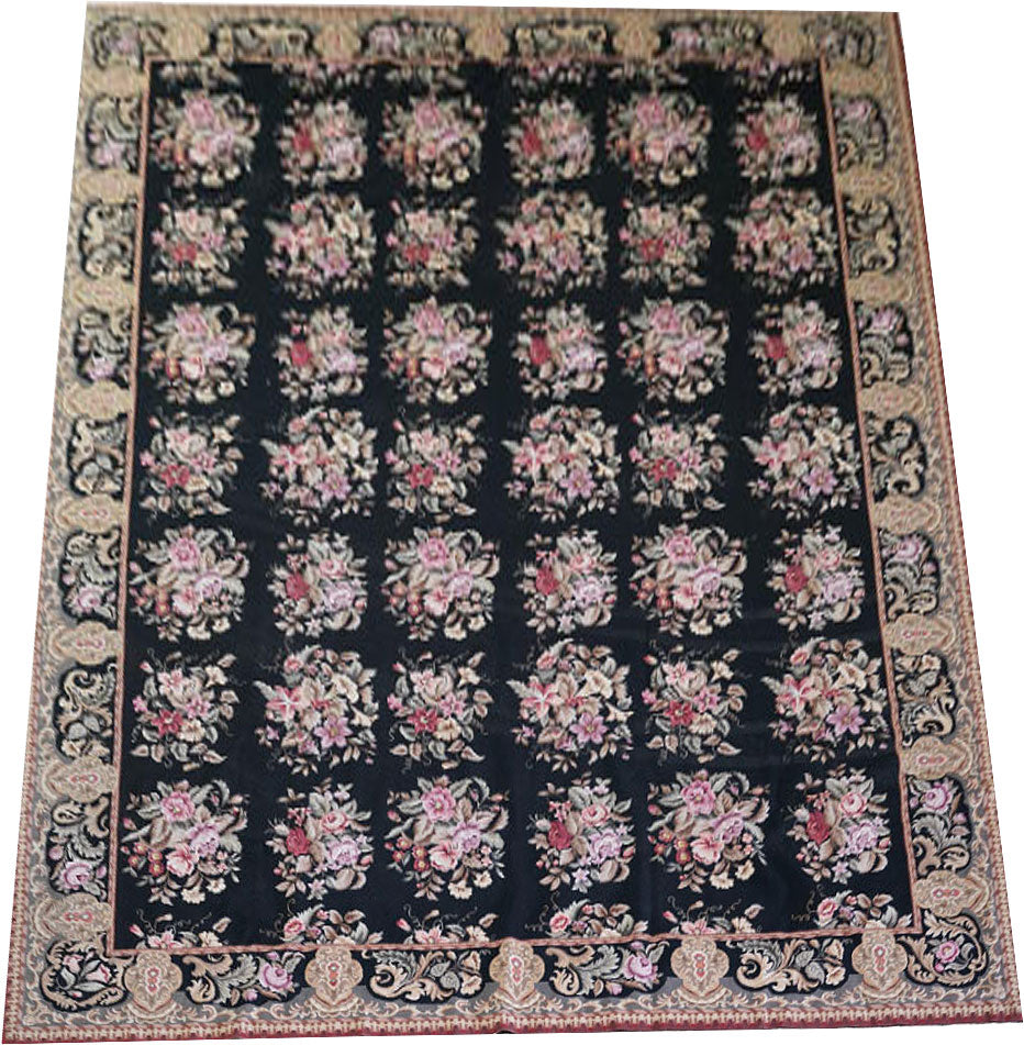 A Vintage 10' x 14' Flat Weave Needlepoint Rug