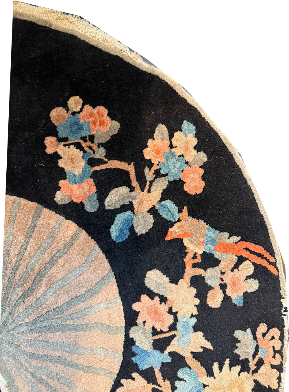 A Fabulous Antique Half Moon Shape Black Ground Entry Art Deco Chinese Rug