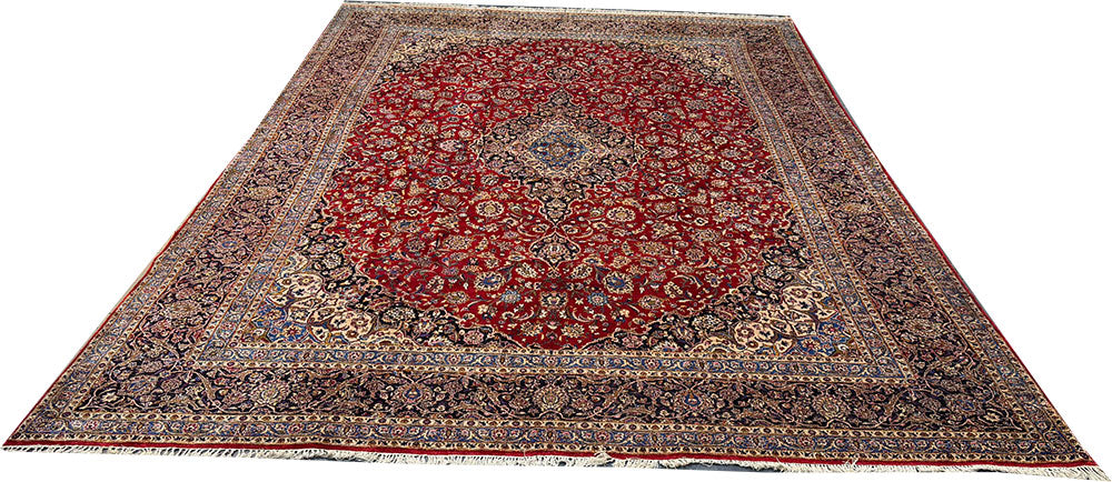 A Superb 100% Silk On Silk 10' x 14' Genuine Keshan Rug $4,999.00