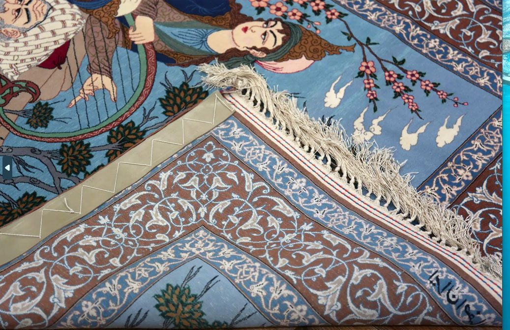 A Superb 1M knots Silk & Wool Signed Pictorial Persian Isfahan Rug