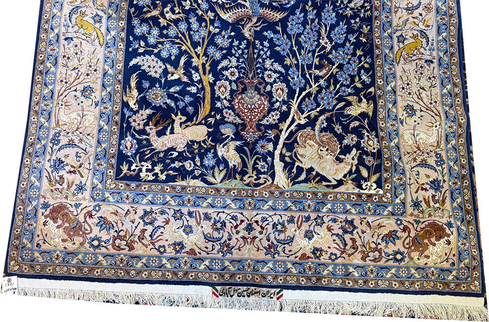 Share A Vintage Super Quality Silk & Wool on Silk Foundatiuon Signed Isfahaan Rug