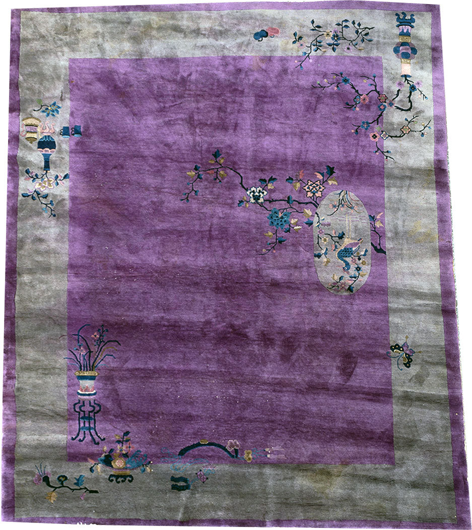 A Must See Antique Purple Ground 8' x10'Art Deco Chinese Rug
