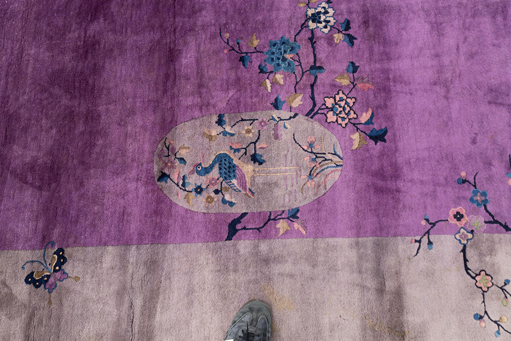 A Must See Antique Purple Ground 8' x10'Art Deco Chinese Rug