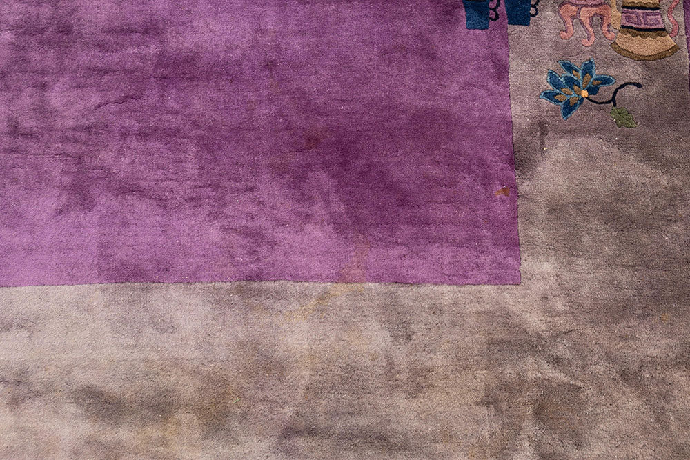 A Must See Antique Purple Ground 8' x10'Art Deco Chinese Rug