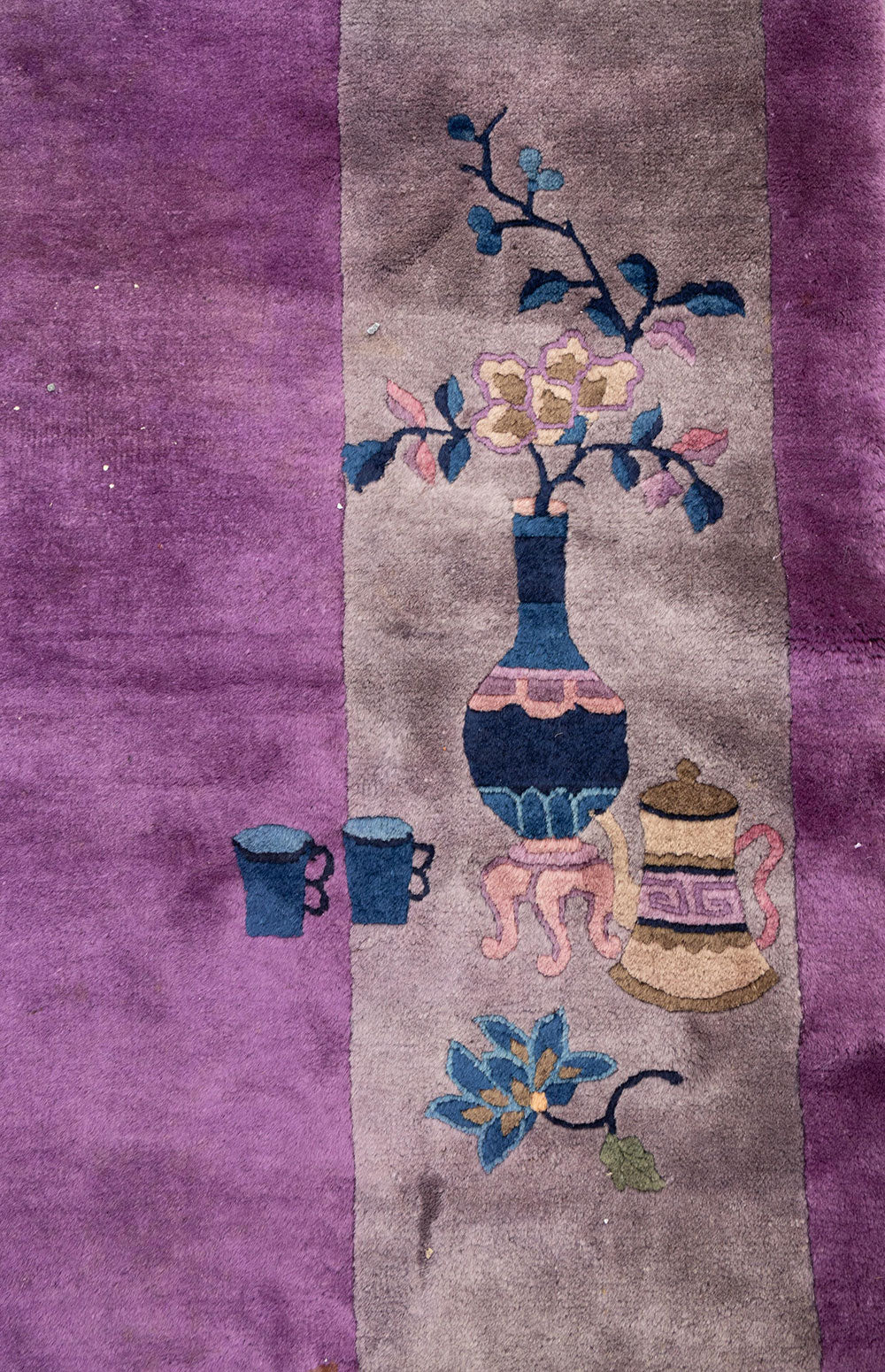 A Must See Antique Purple Ground 8' x10'Art Deco Chinese Rug