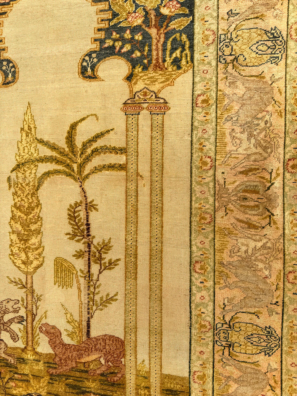 An Antqiue Turkish Keyseri Silk Prayer Rug with Script