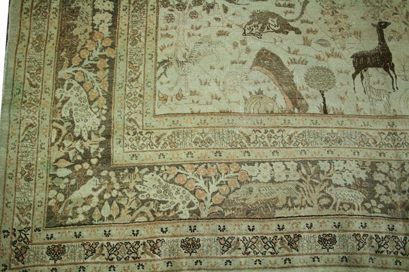Antique Pictorial Persian Haji Jalili Tabriz Rug