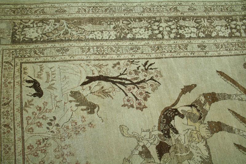 Antique Pictorial Persian Haji Jalili Tabriz Rug