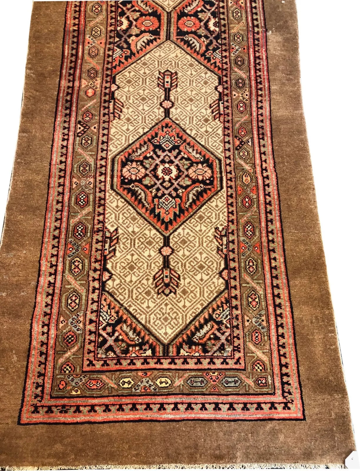 A Sensational Antique 16' Long Multi Medallion Persian Sarab Runner Rug
