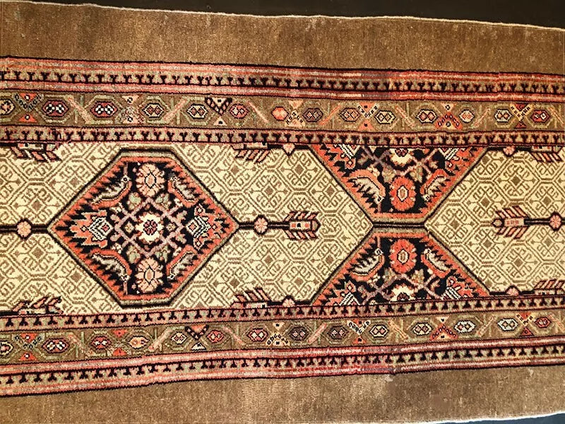 A Sensational Antique 16' Long Multi Medallion Persian Sarab Runner Rug