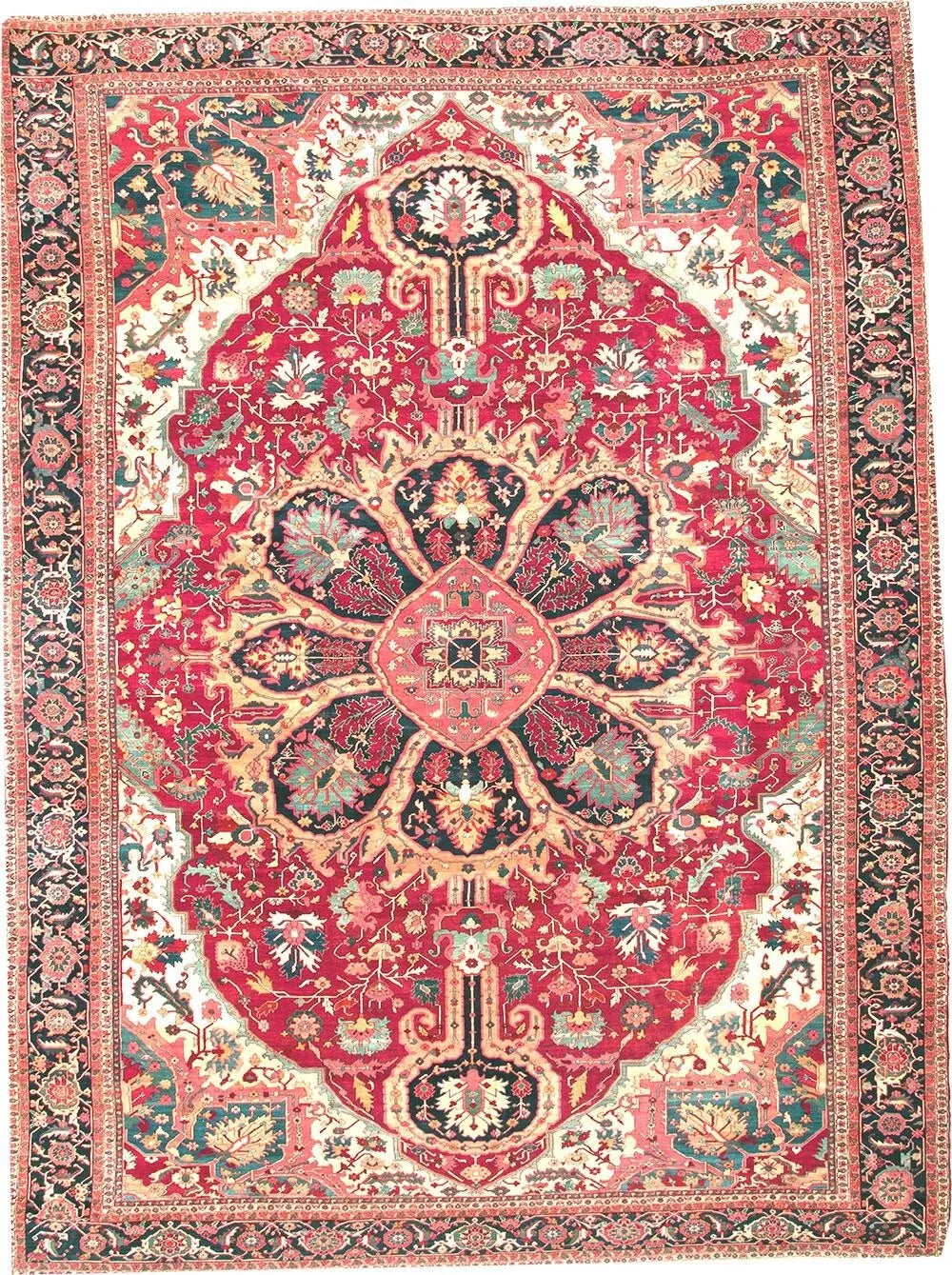 An Estate Found Antique Mansion Size 15' x 26' Genuine Persian Serapi Rug