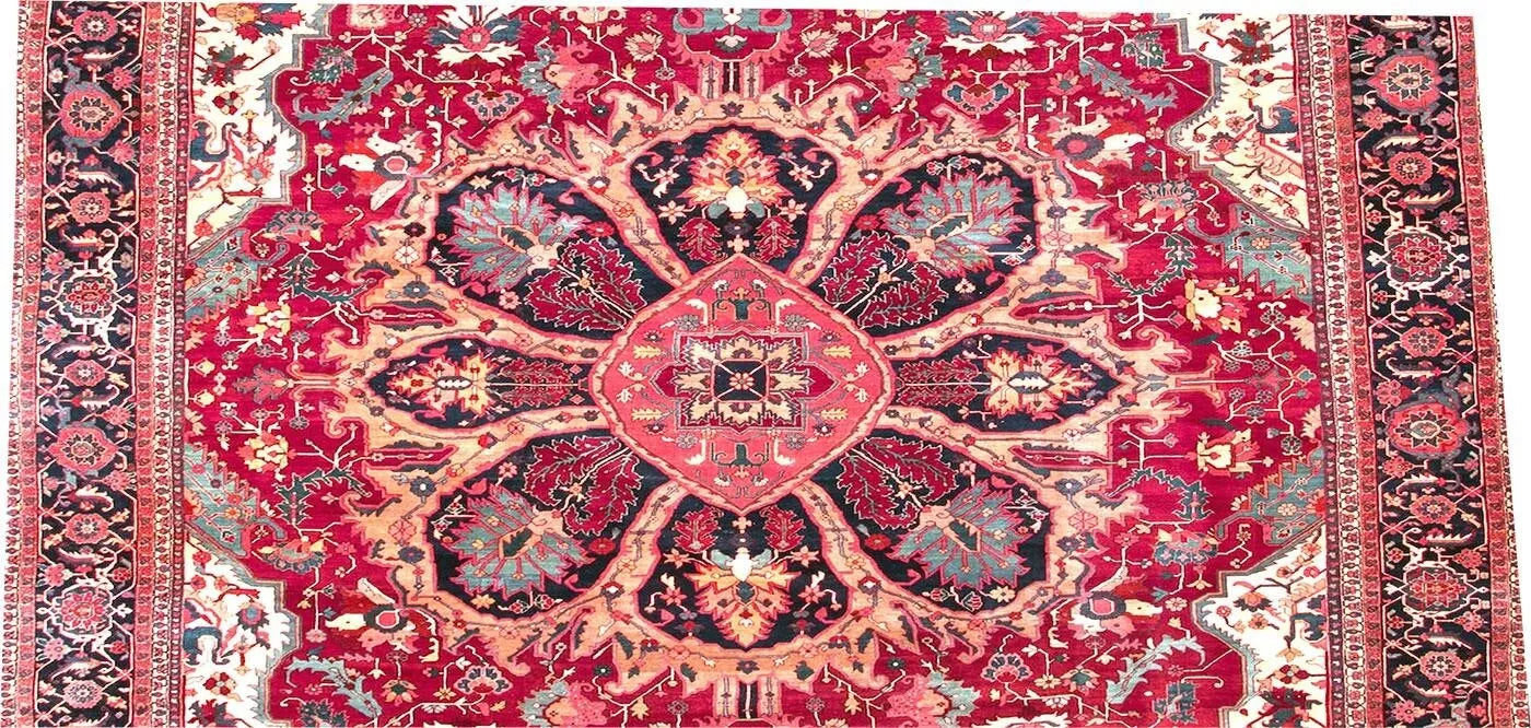 An Estate Found Antique Mansion Size 15' x 26' Genuine Persian Serapi Rug