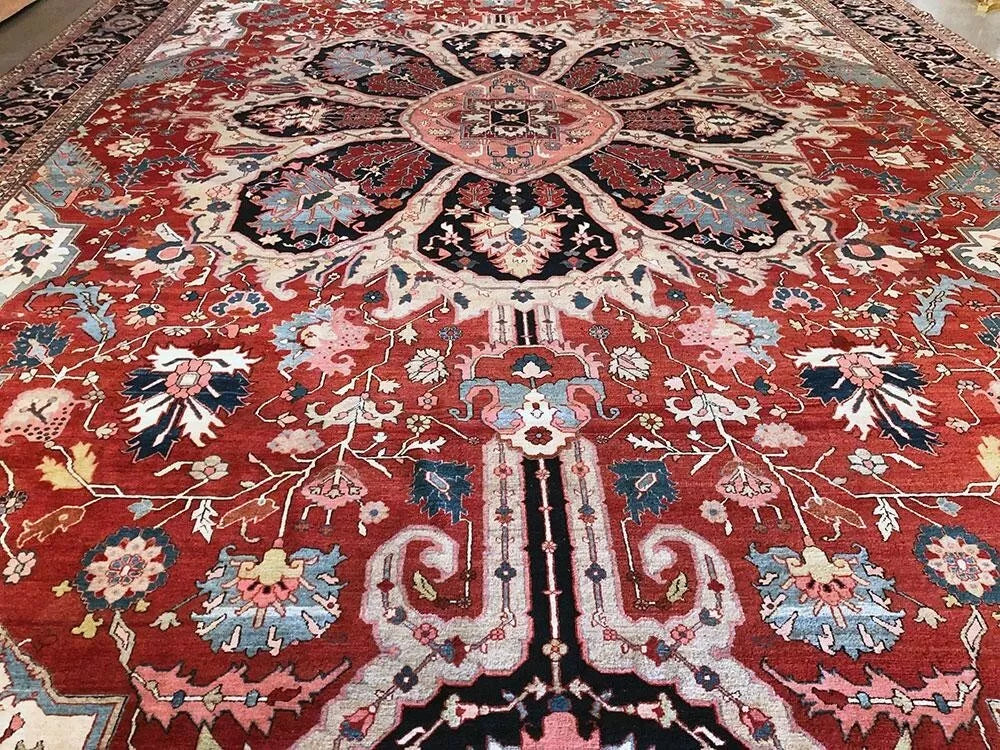 An Estate Found Antique Mansion Size 15' x 26' Genuine Persian Serapi Rug