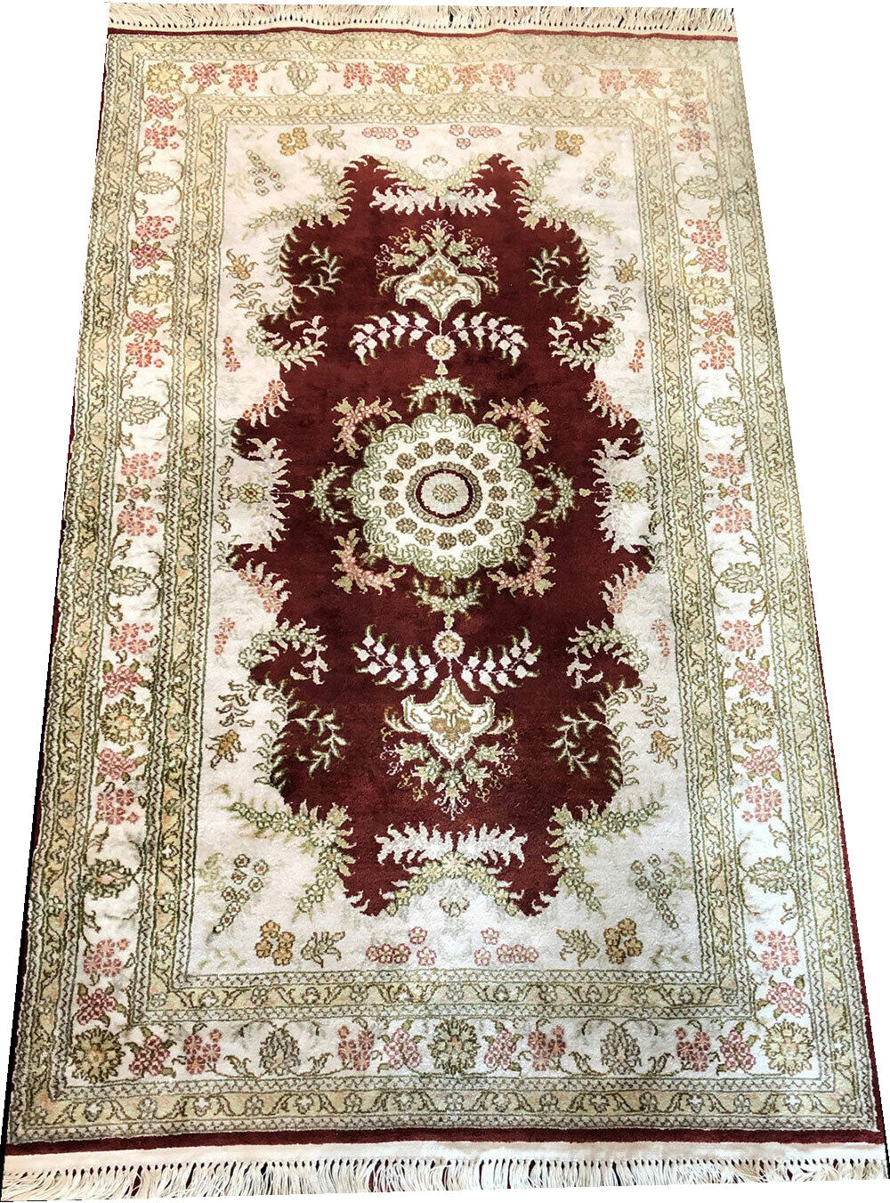 An Elegant 100% Silk Persian Mashad Rug