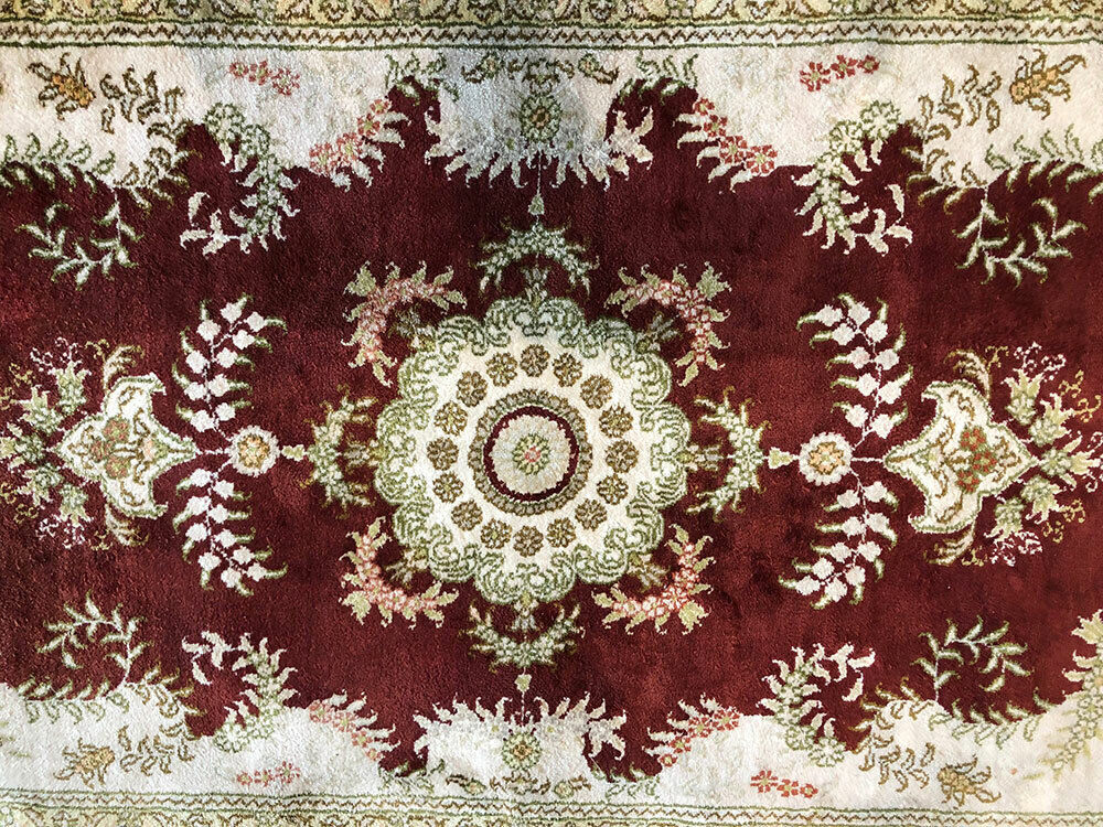 An Elegant 100% Silk Persian Mashad Rug