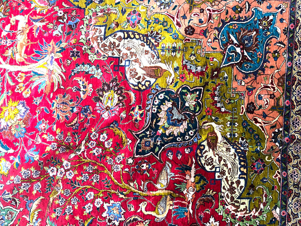 Antique Super 100% Silk 400+ KPSI 10'x13' Persian Tabriz Rug