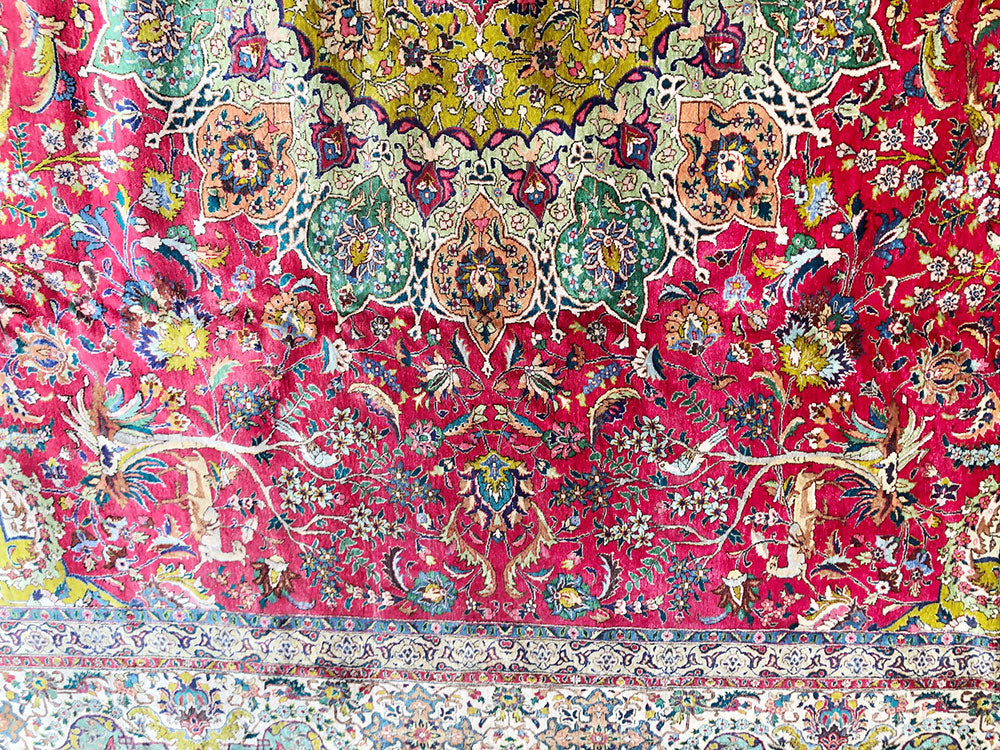 Antique Super 100% Silk 400+ KPSI 10'x13' Persian Tabriz Rug