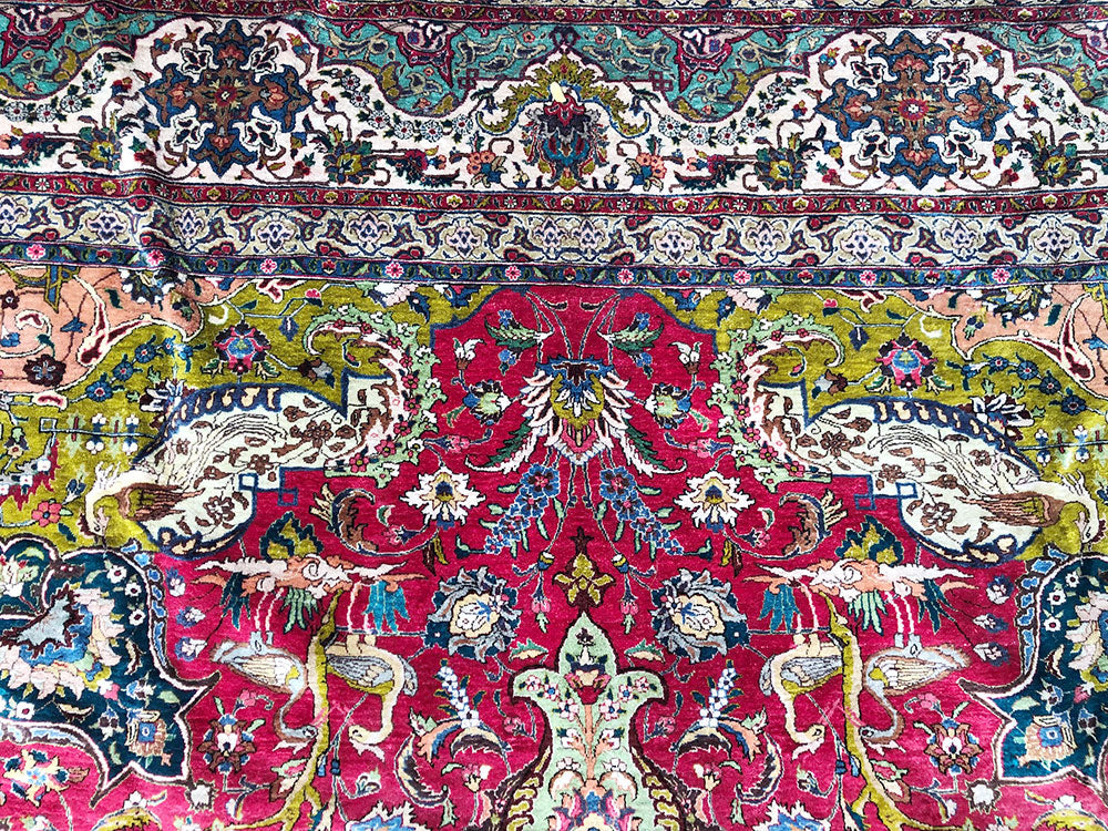 Antique Super 100% Silk 400+ KPSI 10'x13' Persian Tabriz Rug