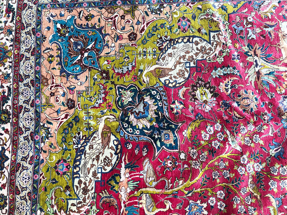 Antique Super 100% Silk 400+ KPSI 10'x13' Persian Tabriz Rug