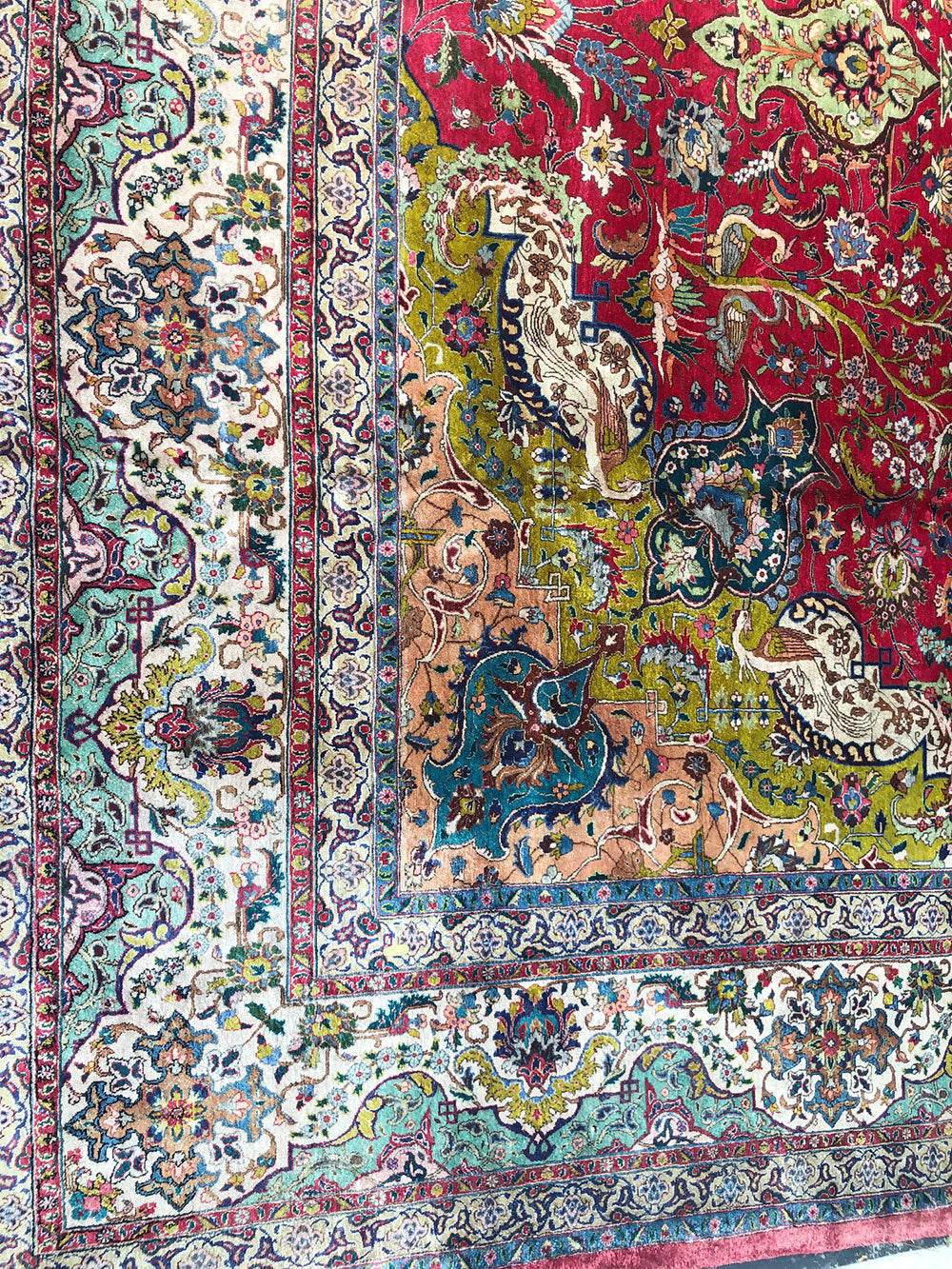 Antique Super 100% Silk 400+ KPSI 10'x13' Persian Tabriz Rug