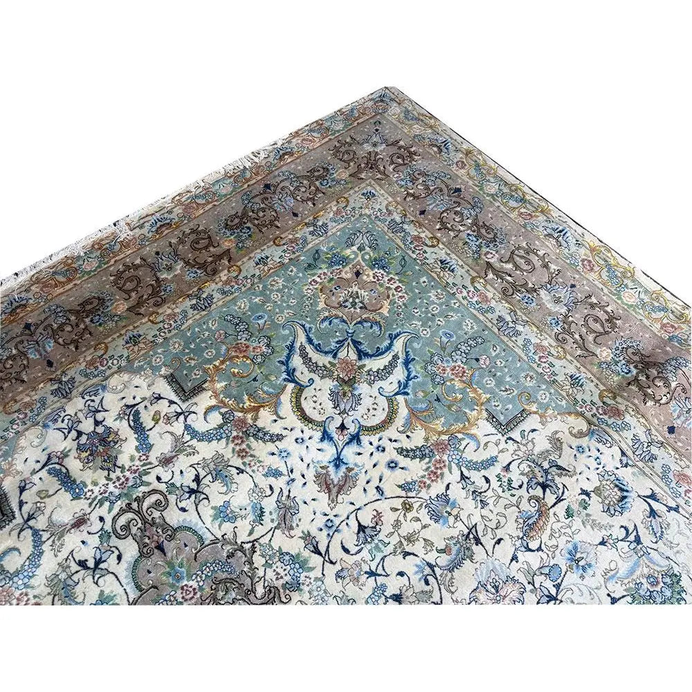 A Sensational 10' x 13' Silk & Wool 60 Raj Genuine Persian Tabriz Rug