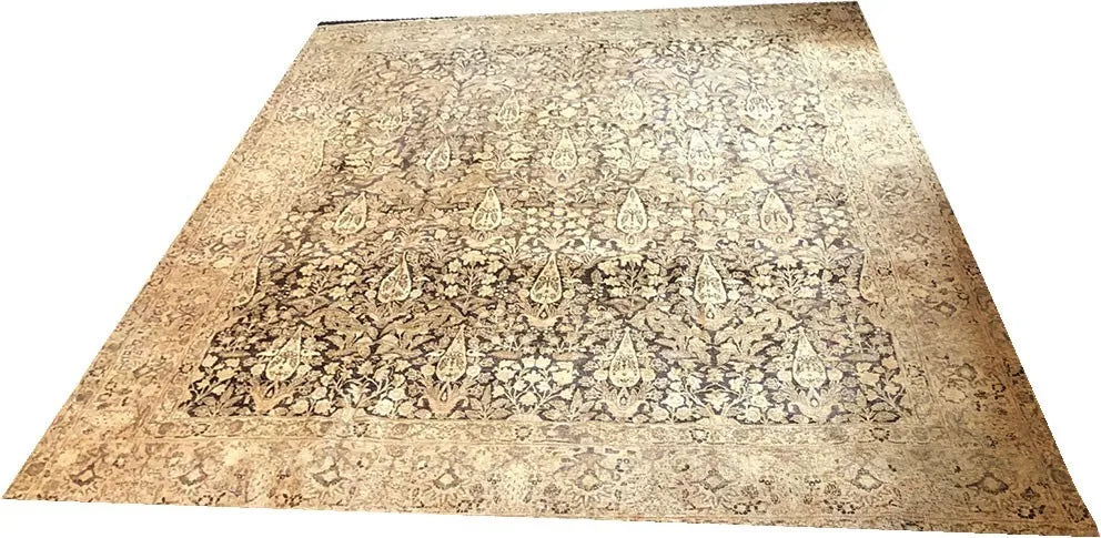 An Antique Worn Out Tabriz Haji Jalili Style Rug Circa 1900