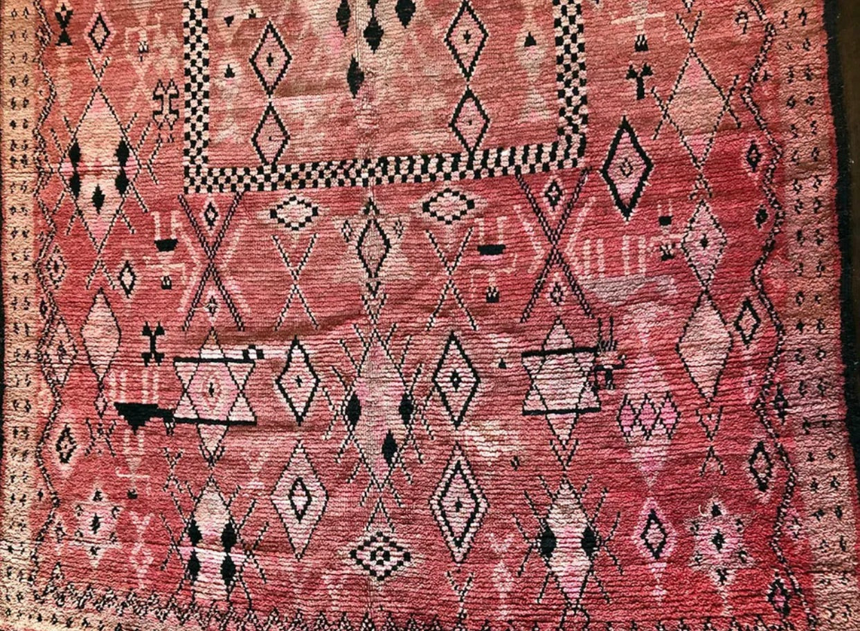 An Unusual 5’x12’ Antique Moroccan Rug With Star Of David