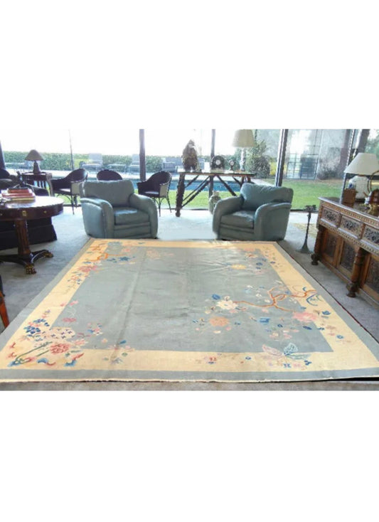 A Marvelous Antique 9’x10’ Art Deco Chinese Rug