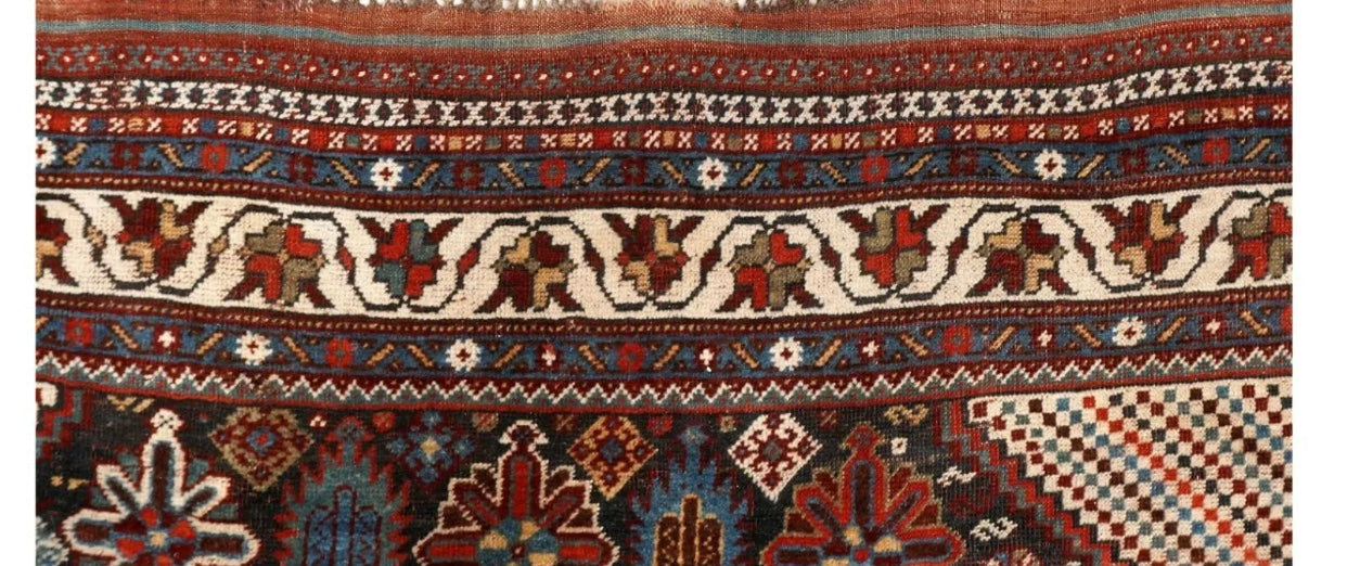 Antique Primitive & Tribal SW Persian Khamseh Rug