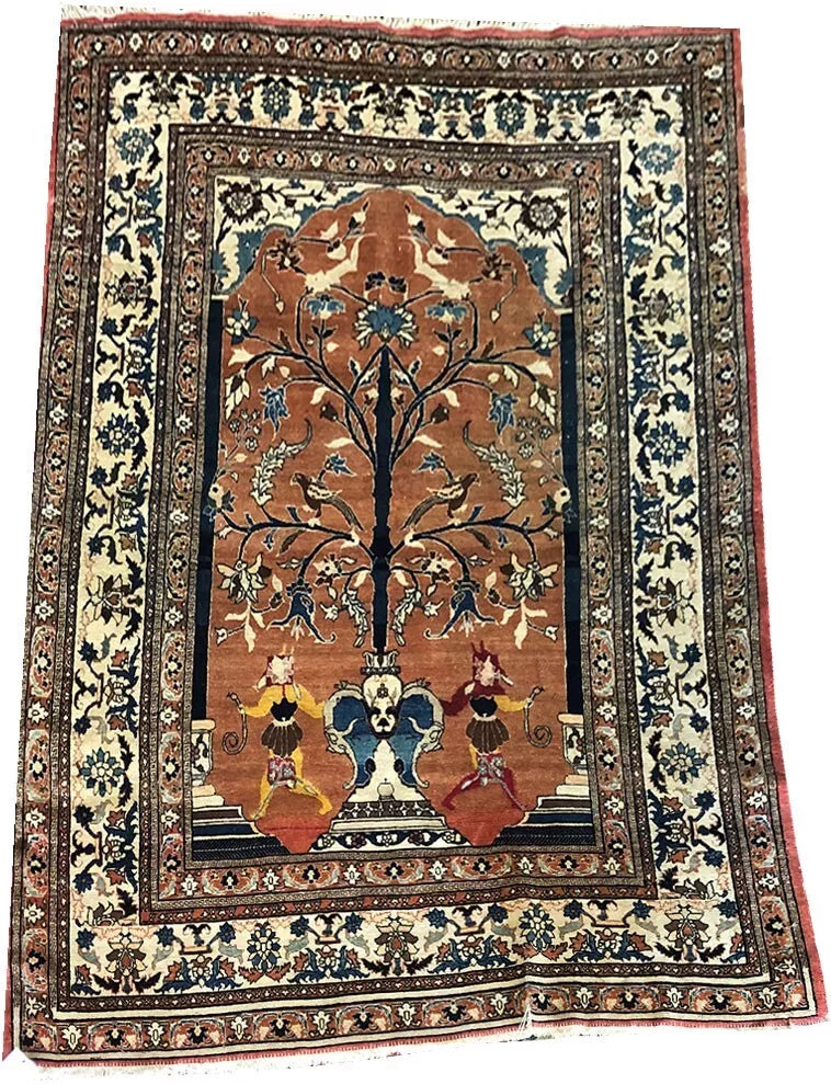 A 19th Century Genuine Haji Jalili /Tabreez Prayer /Pictorial Rug