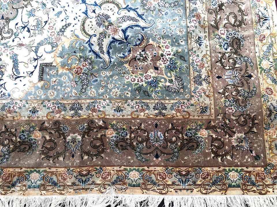 A Sensational 10' x 13' Silk & Wool 60 Raj Genuine Persian Tabriz Rug