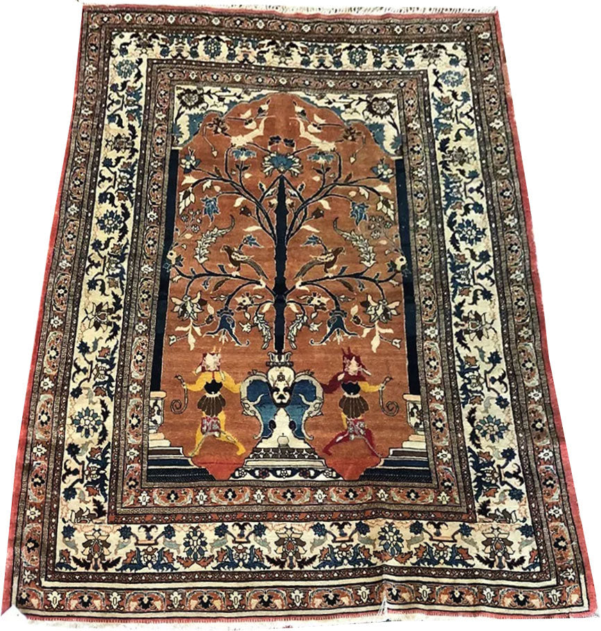 A 19th Century Genuine Haji Jalili /Tabreez Prayer /Pictorial Rug