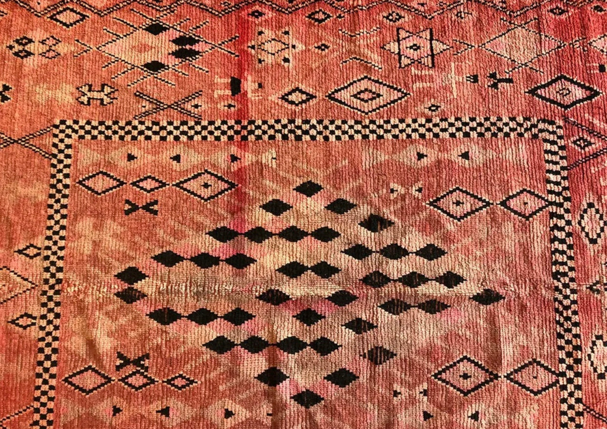 An Unusual 5’x12’ Antique Moroccan Rug With Star Of David