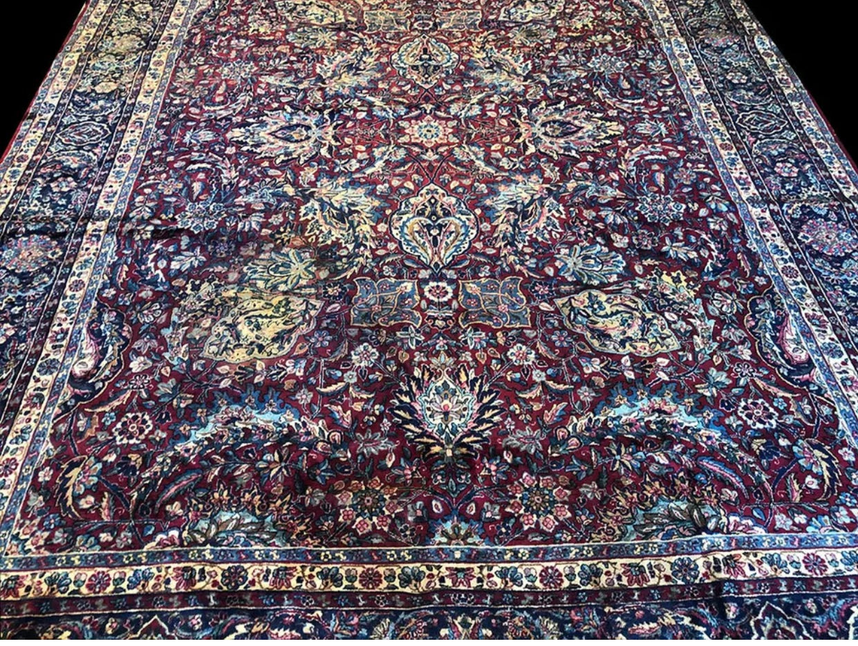 An Antique Traditional All Over Pattern Persian Kerman Rug