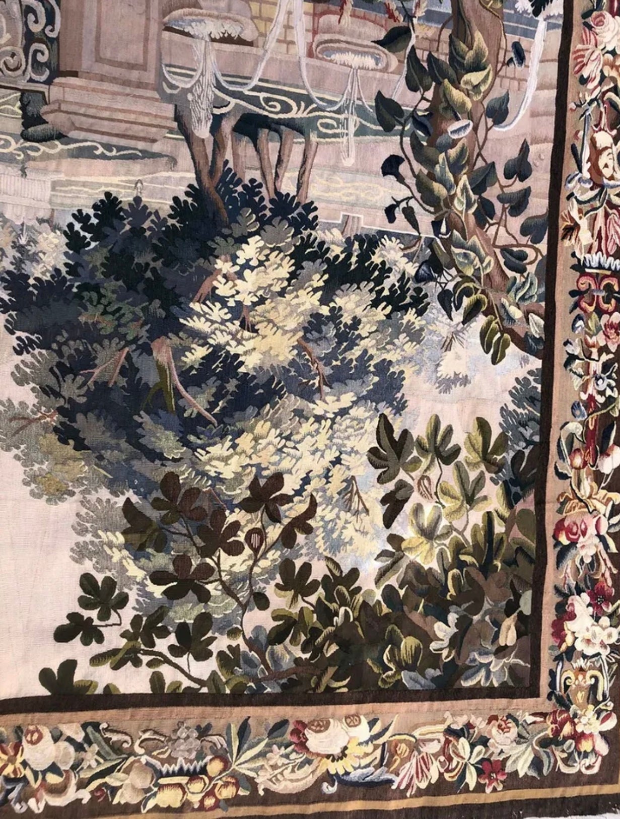 Antique 19th Century Silk & Wool French Tapestry