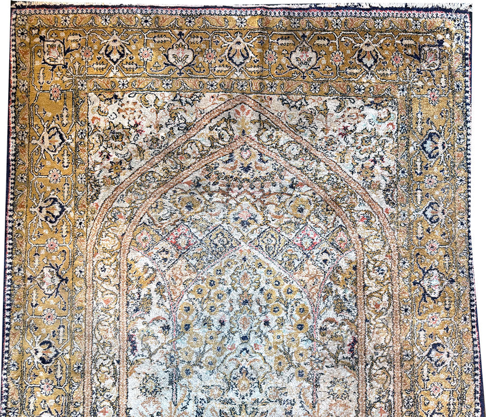 A Vintage 3' x 5' 100% Silk )n Silk Persian Qum Rug $499.00