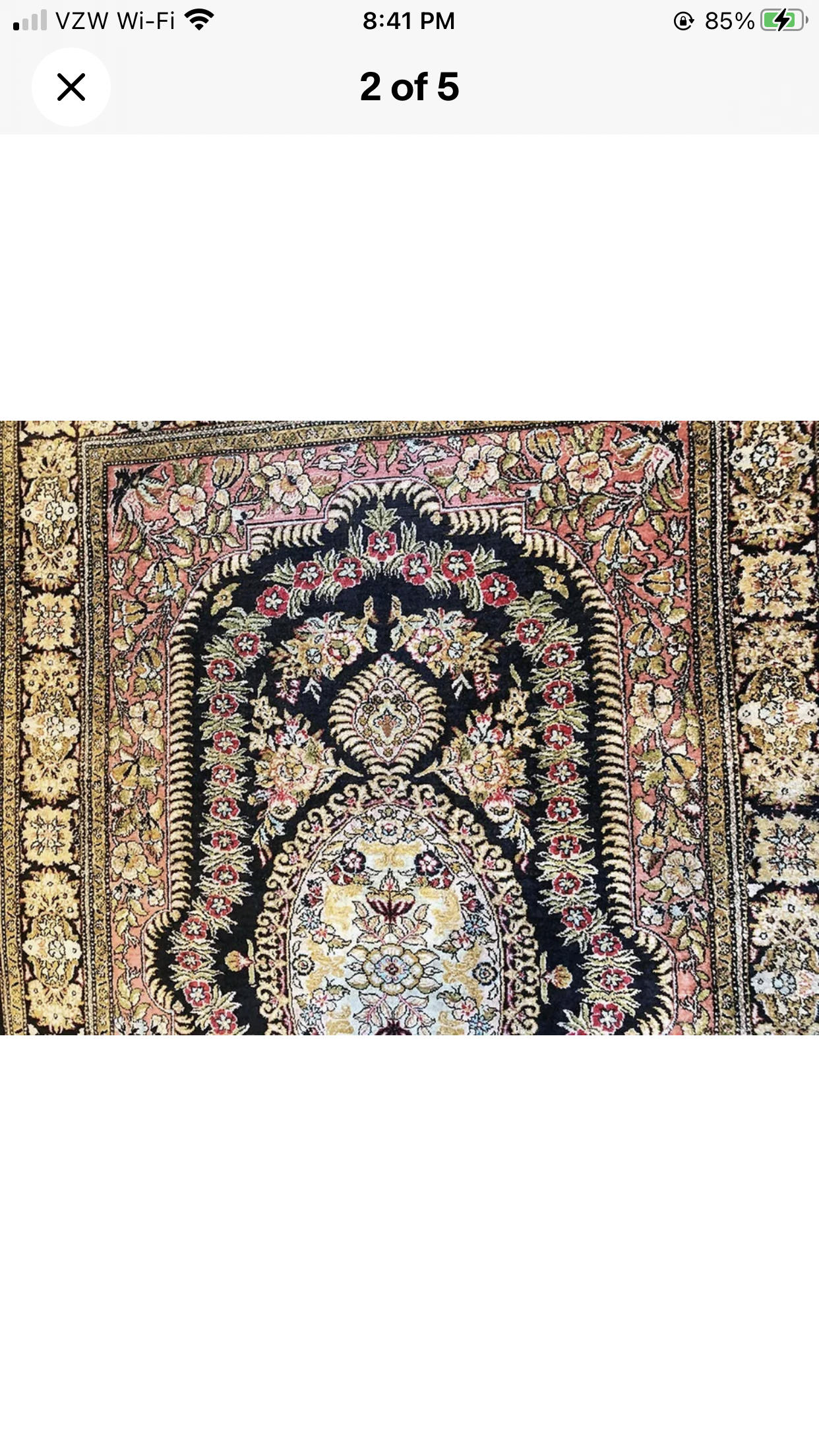 A Vintage 400KPSI 100% Silk Persian Qum Rug