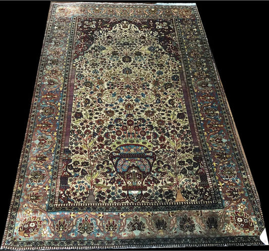 The Most Luxurious Antique 100% Silk Persian Mohtashem Kashan Rug