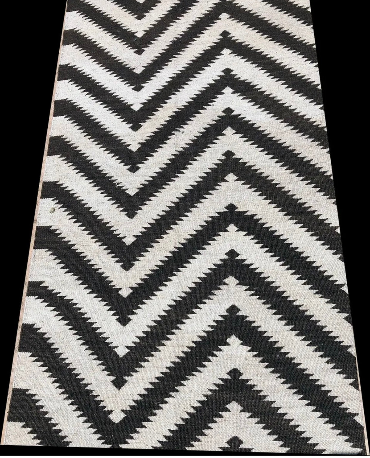 A 9’ Long Striped Modern Flat Weave/ Kilim Hallway Runner Rug