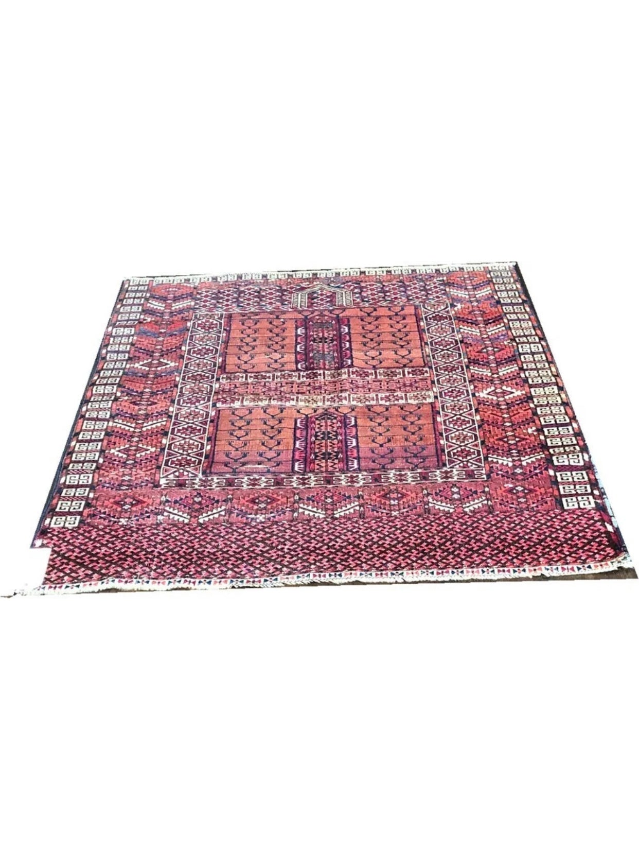 An Antique Tribal Turkoman Hatchli/Enci Rug