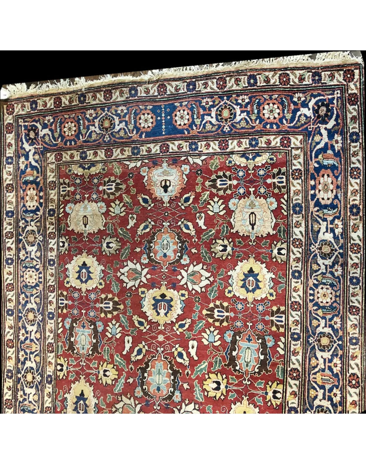 Antique Rare Persian Varamin Area Rug