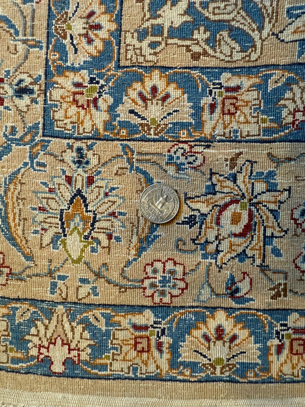 A Vintage 6oo KPSI Silk & Wool Pesian 6 ply/6 La Nain Area Rug