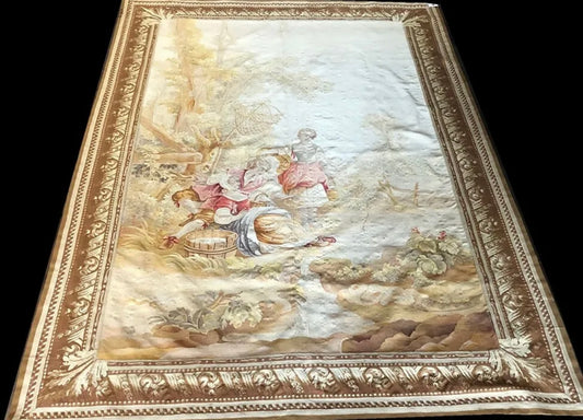 Antique 19th Century 100% Silk French Tapestry Vouveh Quality